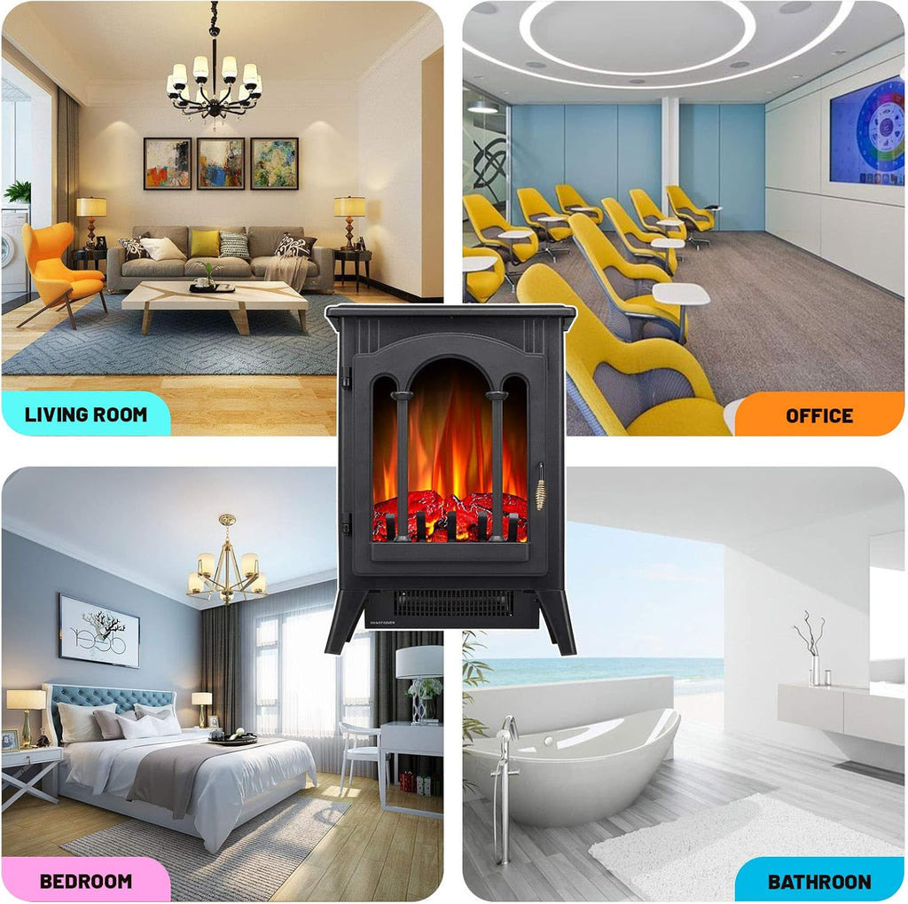 3D Infrared Electric Fireplace Stove, Freestanding Fireplace Heater, 1000W/1500W (16 Inch) Z3866