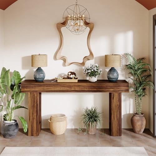 63-Inch Long Console Table, Rustic Brown Wooden Sofa Table V34960