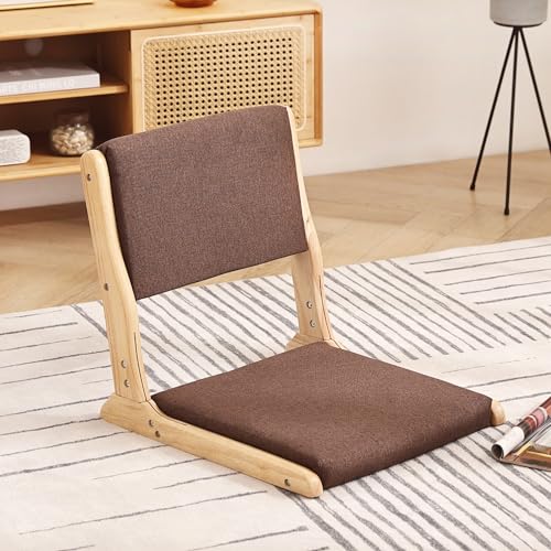 Foldable Floor Chair with Cushion, Wood Grey T848596