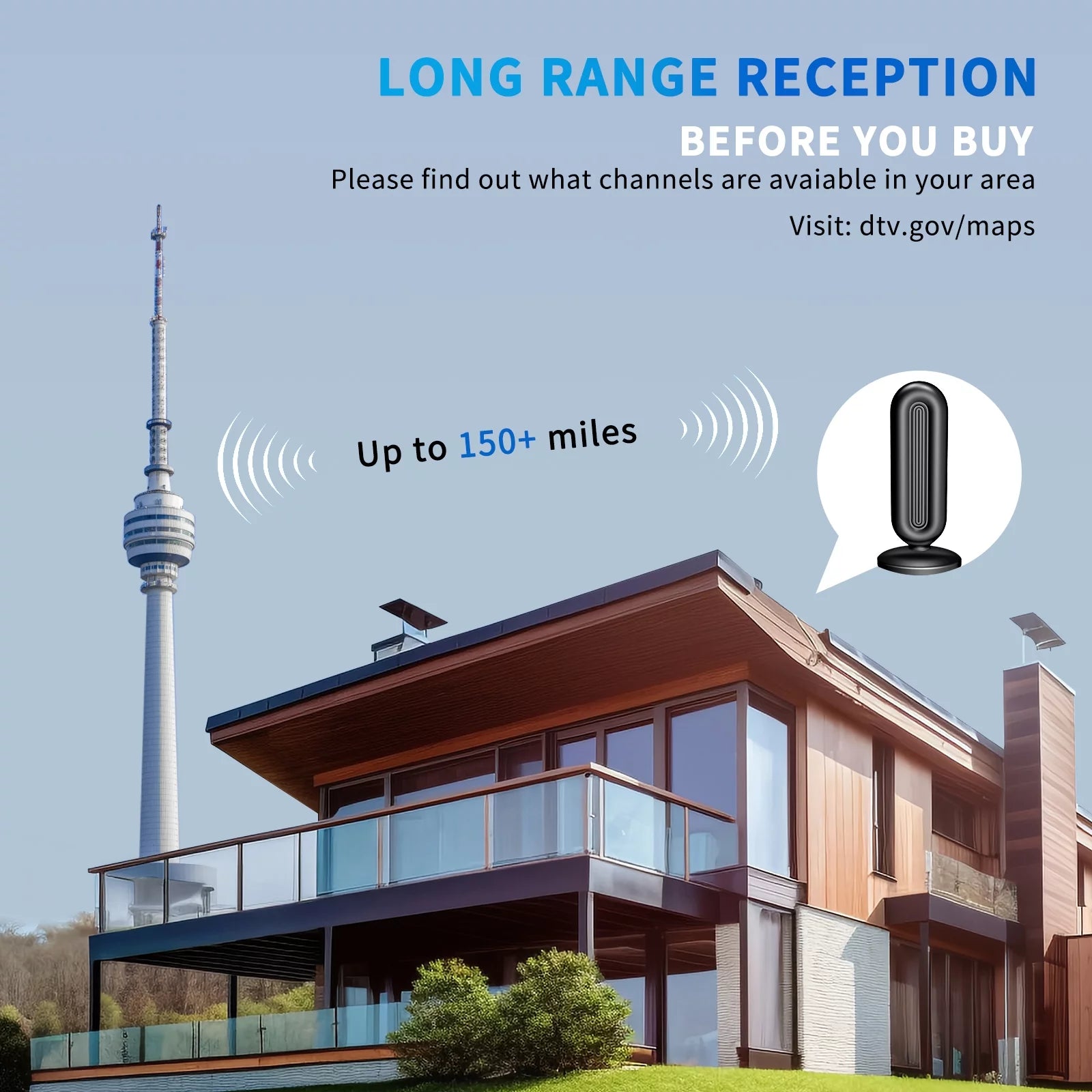 HD TV Antenna with Amplifer Signal Booster and 18 FT Coaxial Cable G144017