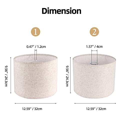 Beige Drum Fabric Lampshades Set of 2 E9315