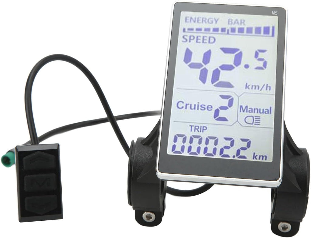 24V 36V 48V 60V 5 Pin M5 LCD Panel Screen for 31.8 22.2mm Handlebar Electric Bikes S50227
