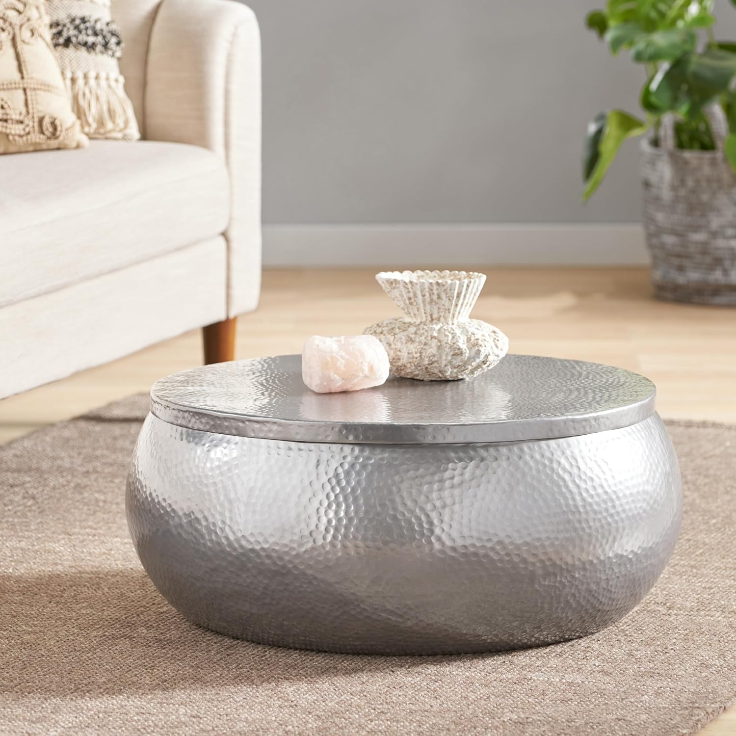 29" Solid Aluminum Round Drum Coffee Table S46041