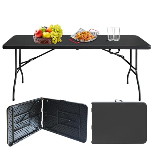 White Black Plastic Folding Table P125998