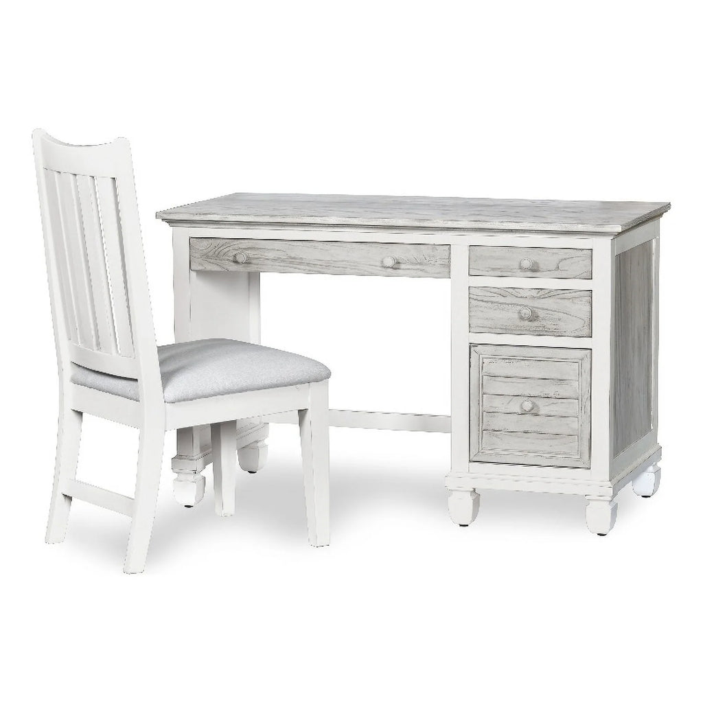 Gray White Wood Desk and Chair Set X1491