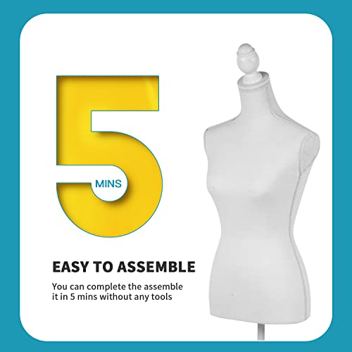 White Height Adjustable Dress Form S260