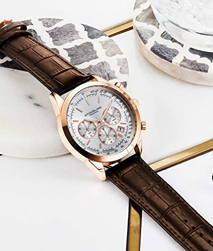 Chronograph Analog Leather Strap Dress Watch O7128