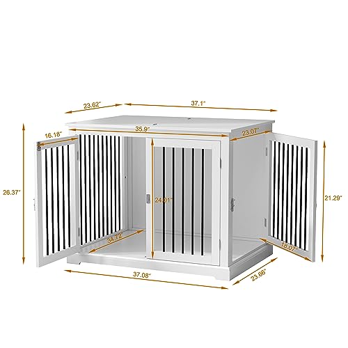 White Dog Crate Furniture with Cushion M973