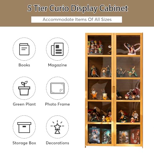 68" Curio Display Cabinet with Acrylic Glass Door F2804