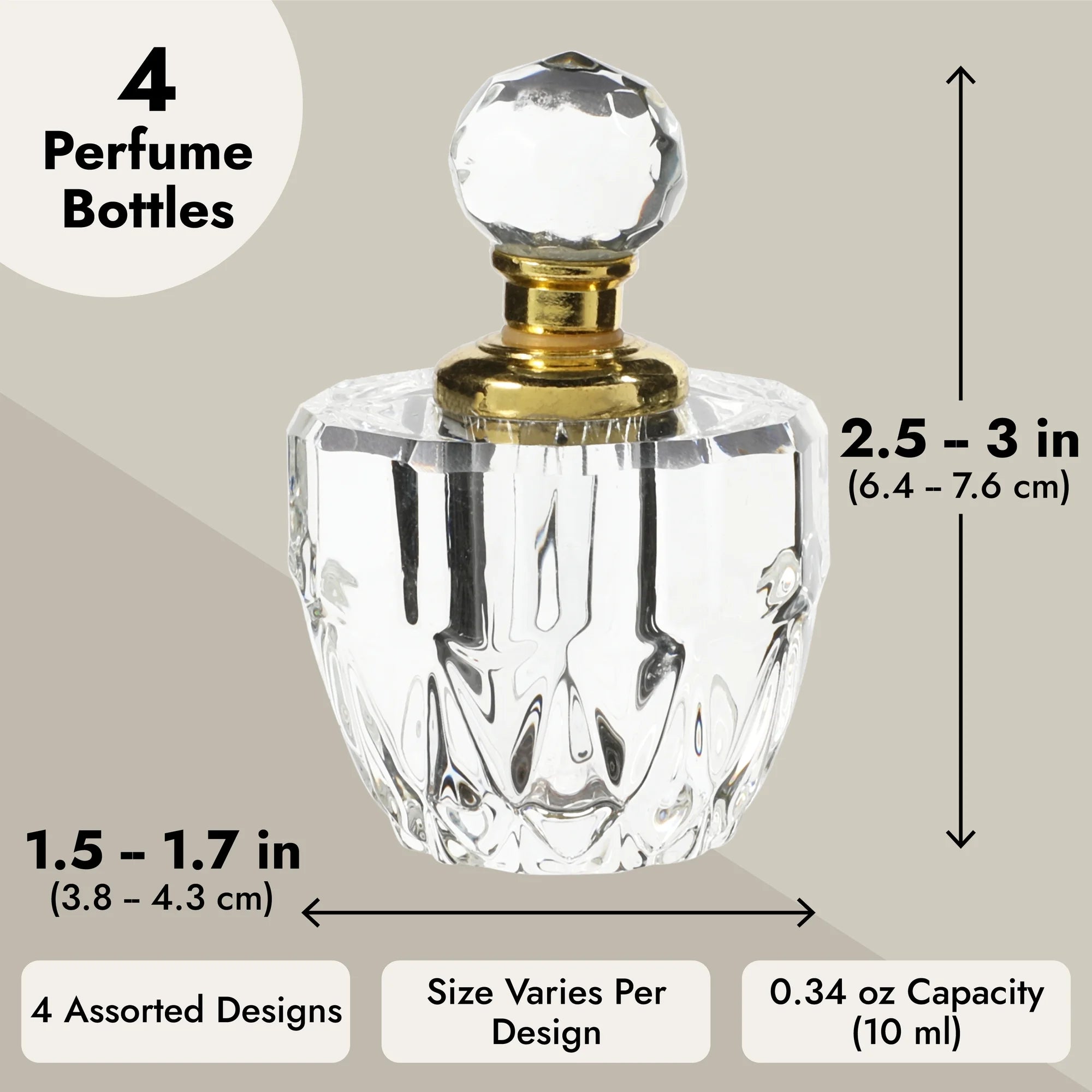4 Pack Crystal Perfume Bottle Set C676