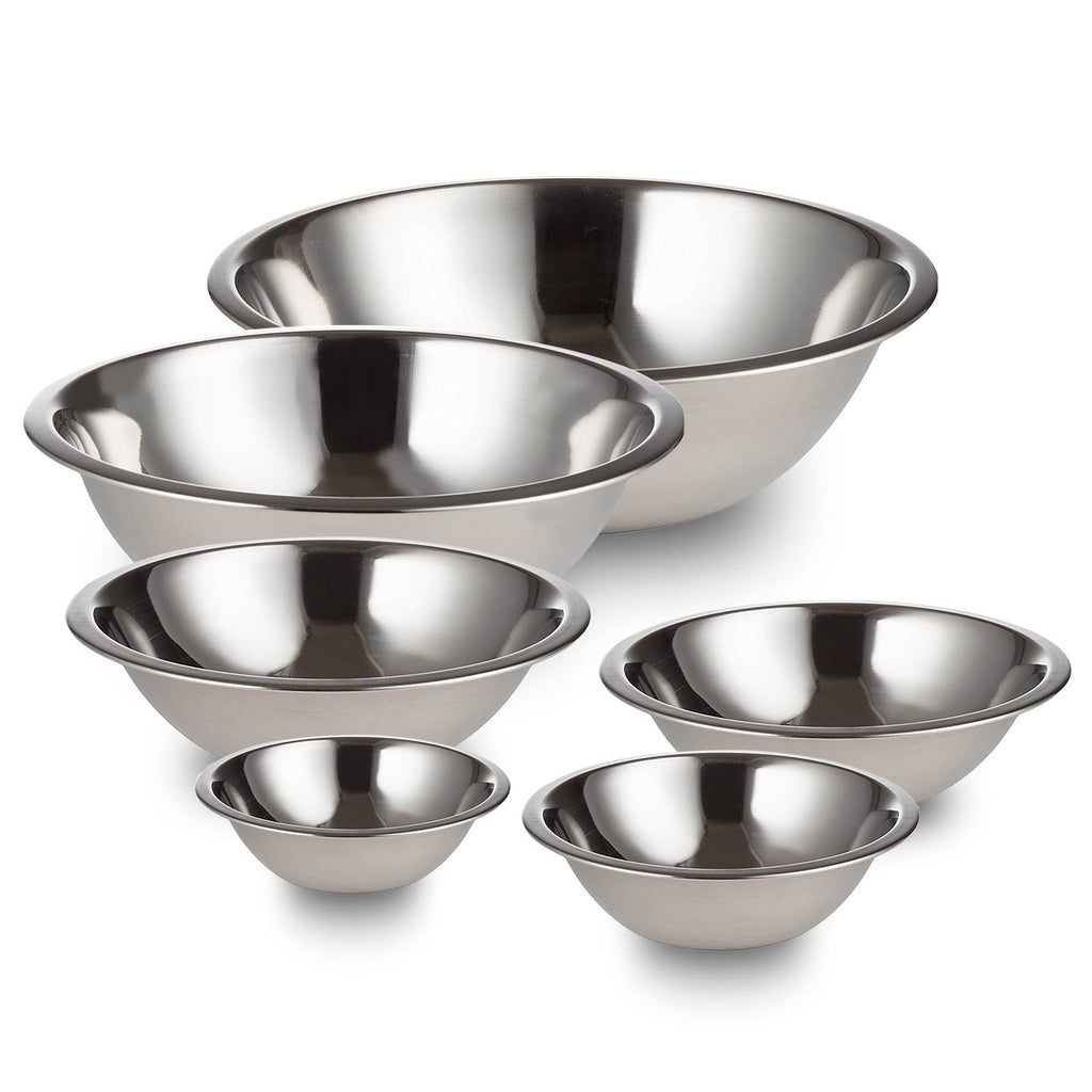Stainless Steel Mixing Bowls Set of 6 Nesting 3/4-1.5-3-4-5-8 Quarts H6856