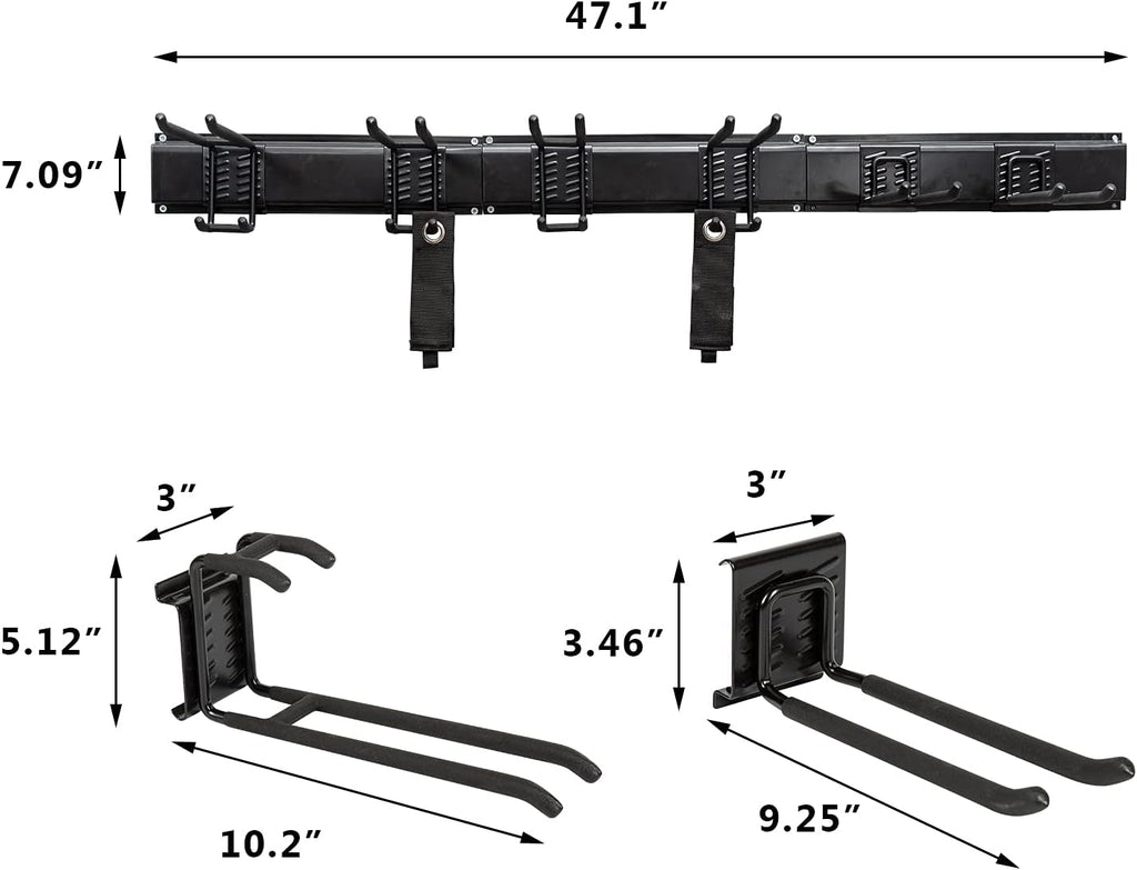 Heavy Duty Steel Tool Storage Rack with Wall Hooks Pack of 2 P524971