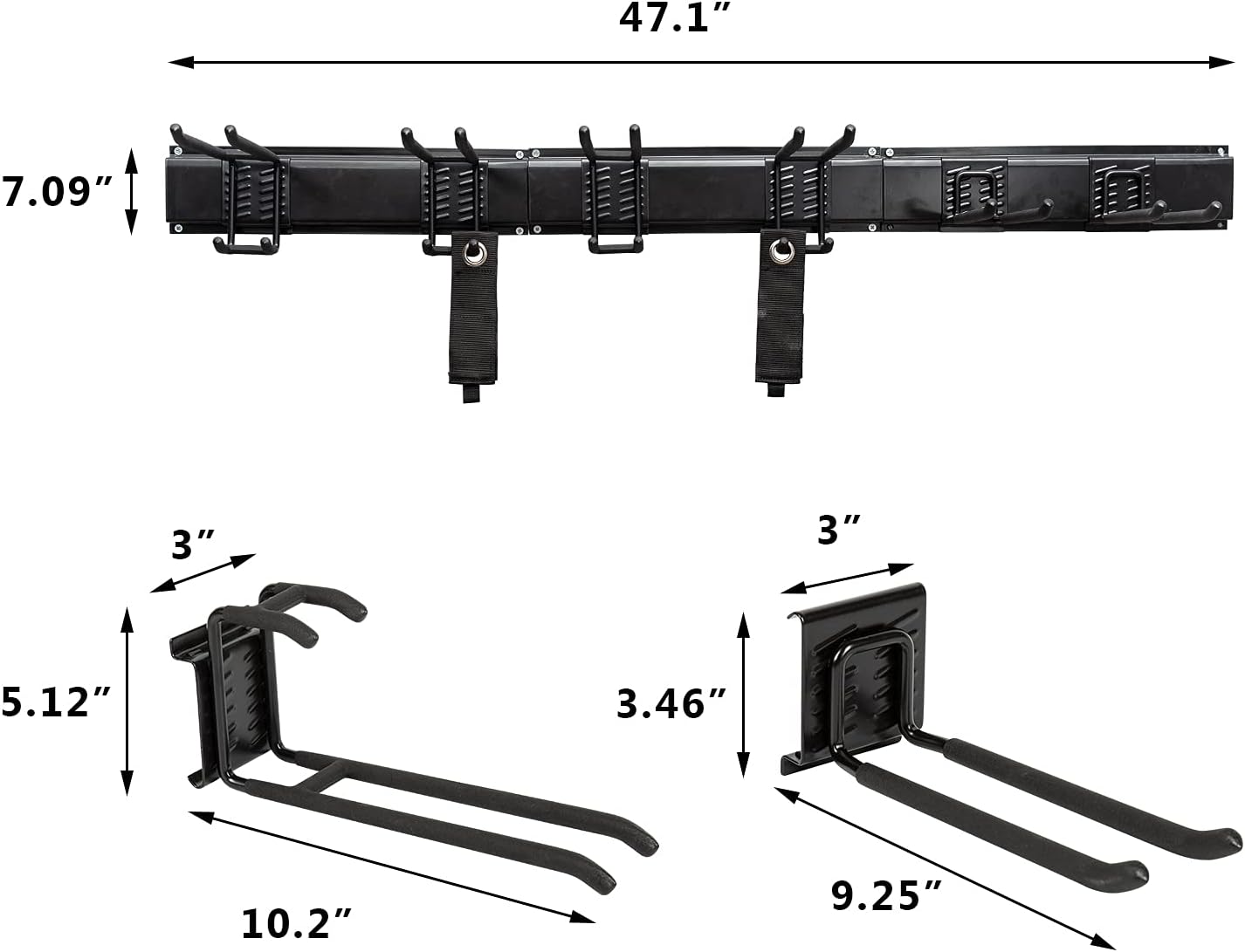 Heavy Duty Steel Tool Storage Rack with Wall Hooks Pack of 2 P524971