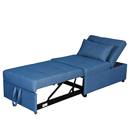 Blue Linen Fabric Fold Sofa Bed R6634