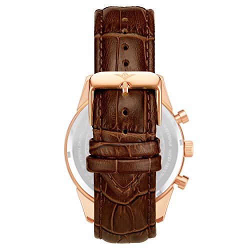 Chronograph Analog Leather Strap Dress Watch O7128