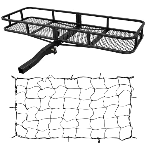 Black Folding Hitch Mount Cargo Rack Carrier 500 Lbs Capacity 2 Inch Receiver S2742