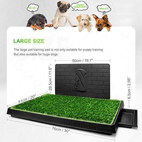 Dog Grass Pad with Tray Large, Reusable Artificial Grass Training Pads O4653
