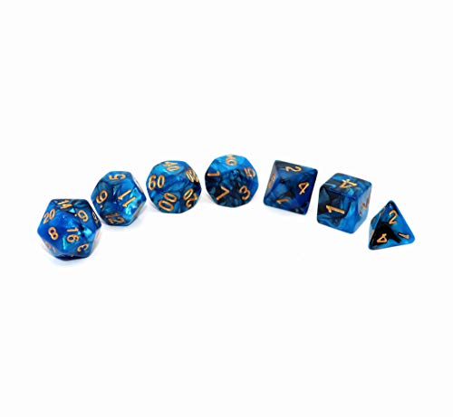 Teal White 7-Die RPG Dice Set L98170