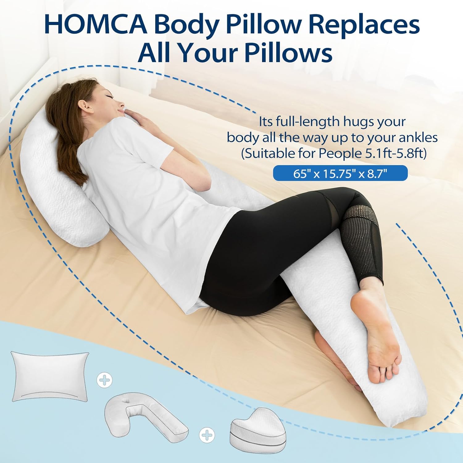 Shredded Memory Foam Body Pillow with Cover M239388