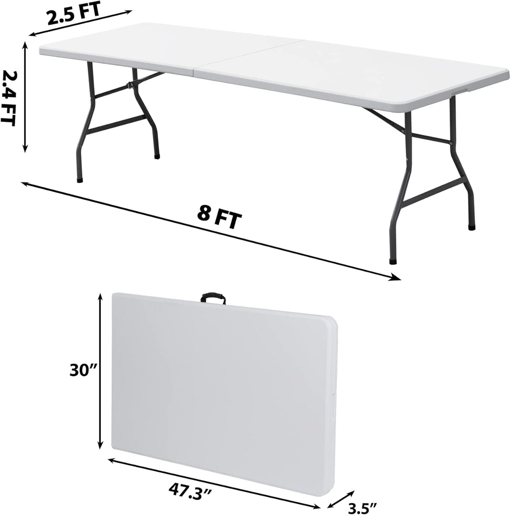 White 8ft Portable Folding Plastic Table S37965