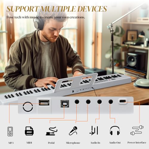 88 Keys Weighted Digital Piano with Stand, Bag, Pedal, Headphones R2422