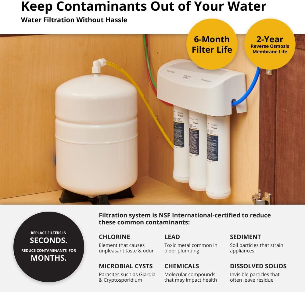 Reverse Osmosis Filtration System With Chrome Faucet, White U628