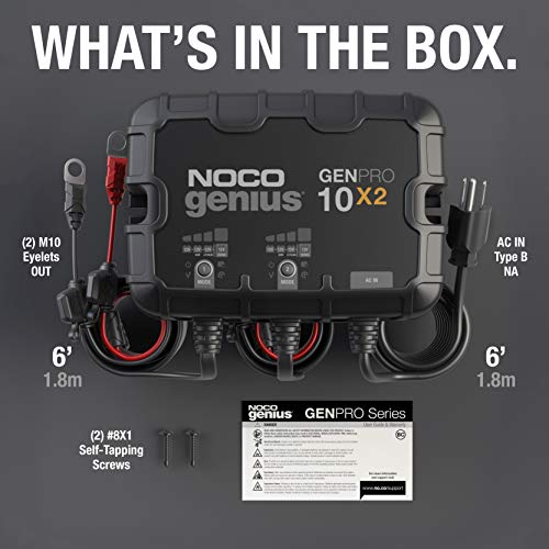 2-Bank 20A Onboard Waterproof Marine Battery Charger for Lead-Acid & Lithium Batteries C64588