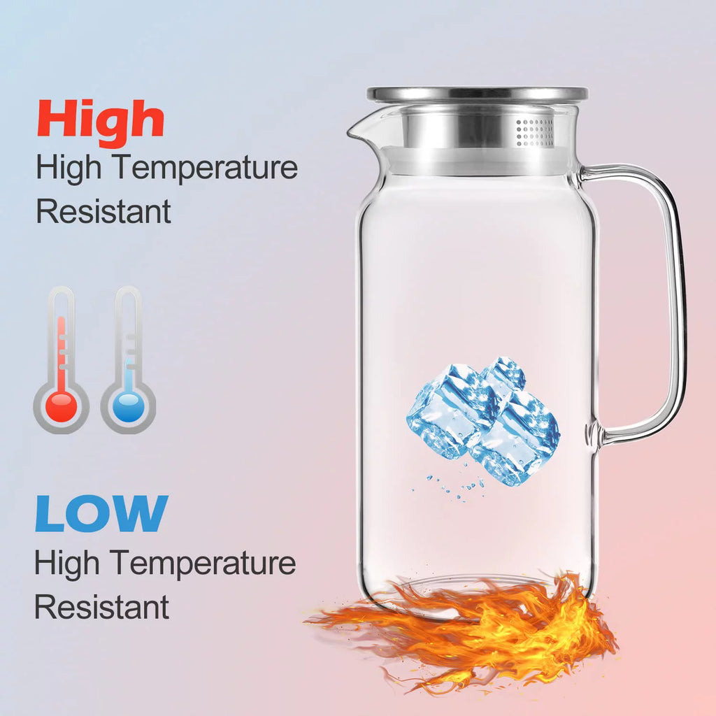 35 Ounces Glass Pitcher with Lid U63588