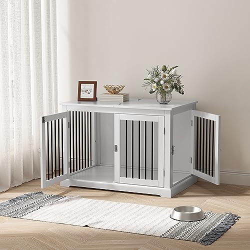 White Dog Crate Furniture with Cushion M973