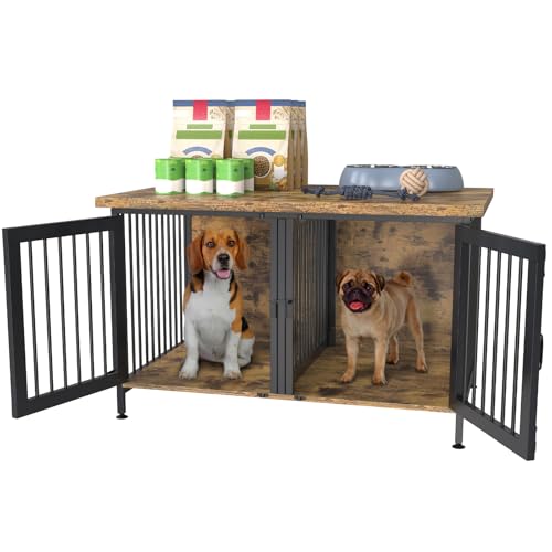 Black Double Dog Crate with Divider U513