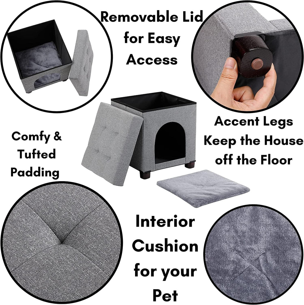 Pet House Bench Ottoman Cat Dog Furniture Bed Footstool Cozy Condo Cave X286