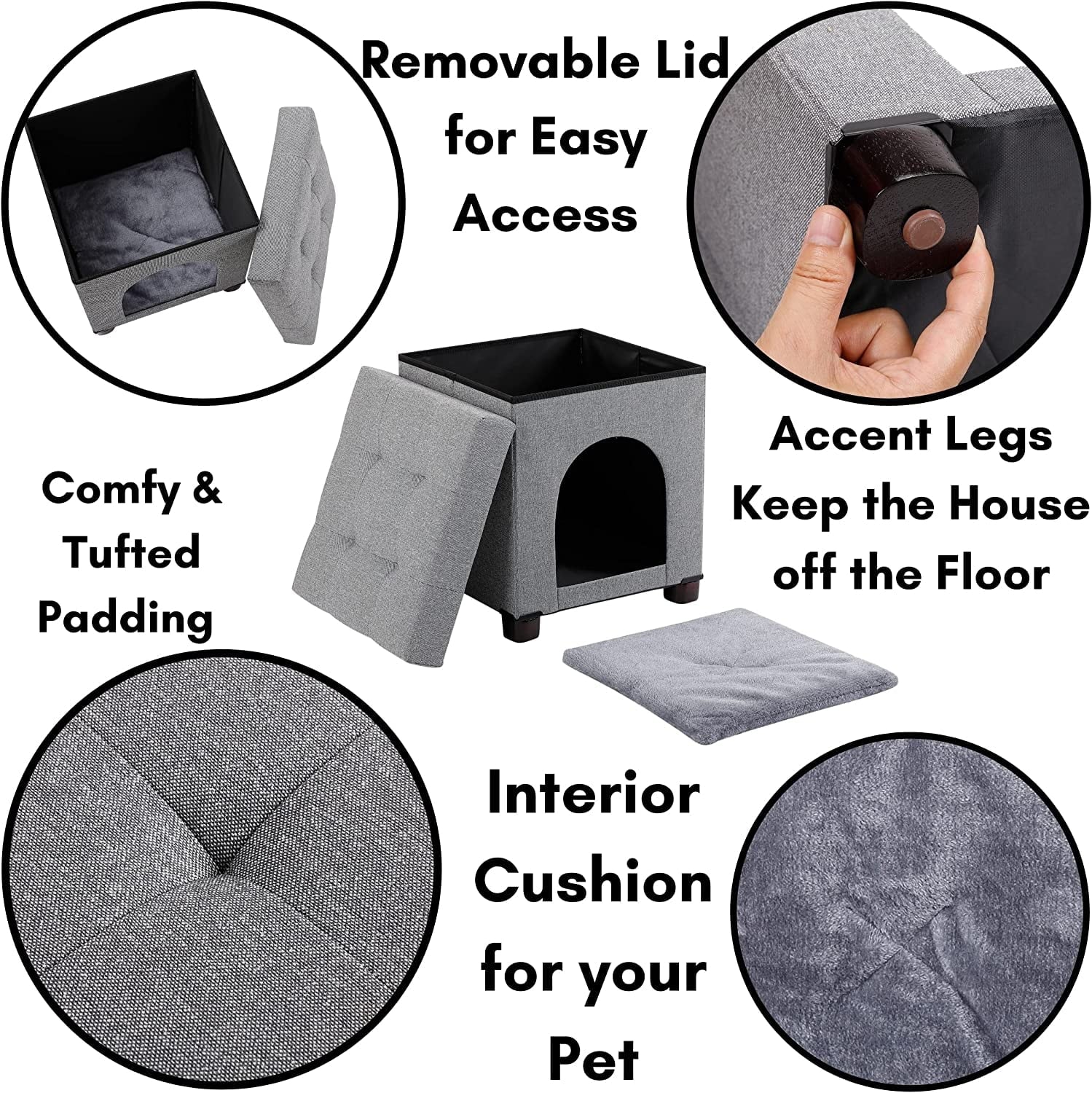 Pet House Bench Ottoman Cat Dog Furniture Bed Footstool Cozy Condo Cave X286