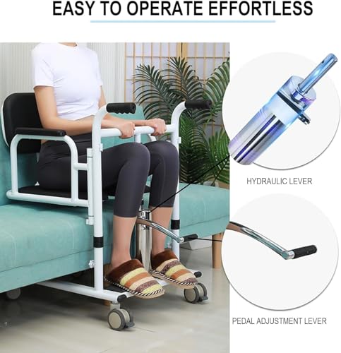 Hydraulic Patient Lift Transfer Chair with 180° Split Seat, Load 440Lbs Z439