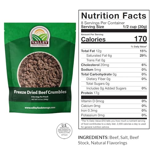 Premium Protein Bucket Freeze Dried Meat & Dairy 1,052g Protein Non-GMO Emergency Food Supply 25 Year Shelf Life S917297