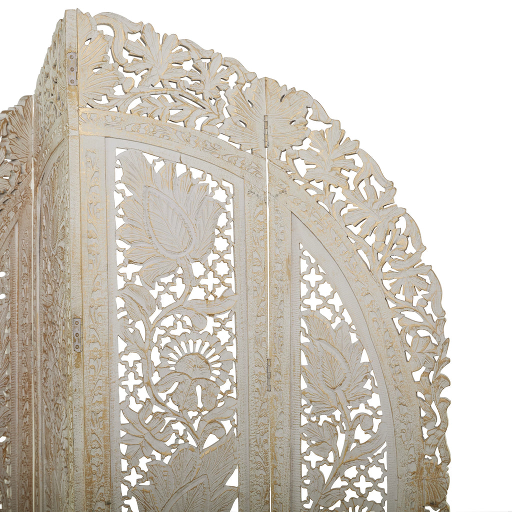 White Wood Arched 4 Panel Room Divider Screen G292