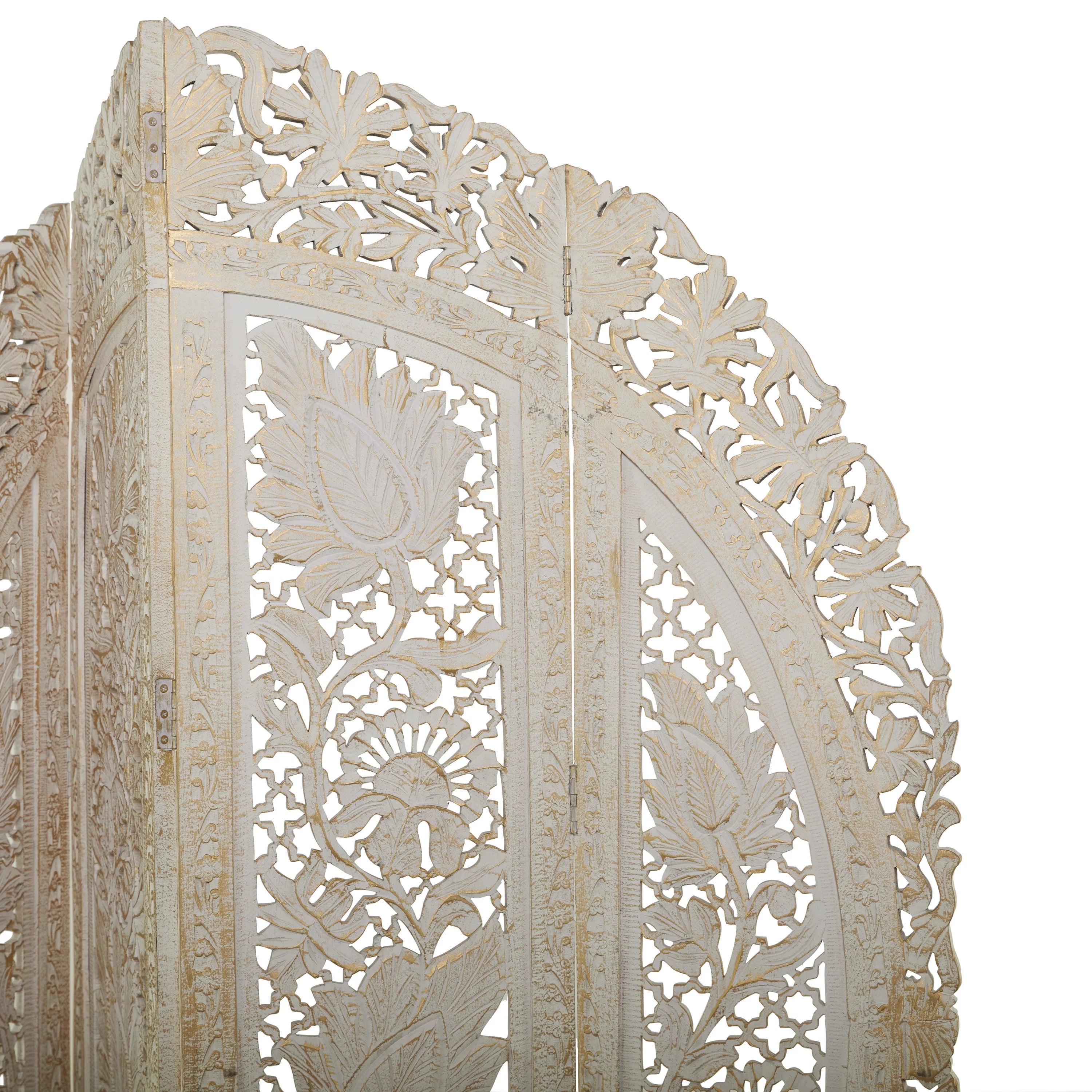 White Wood Arched 4 Panel Room Divider Screen G292