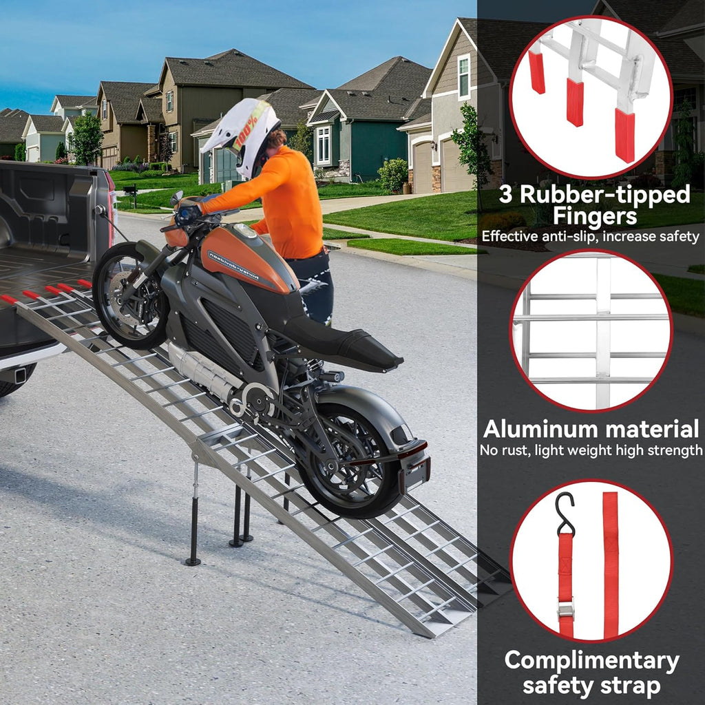 7.5ft Aluminum Folding ATV Ramps with Removable Support Legs, 2pcs Z48518