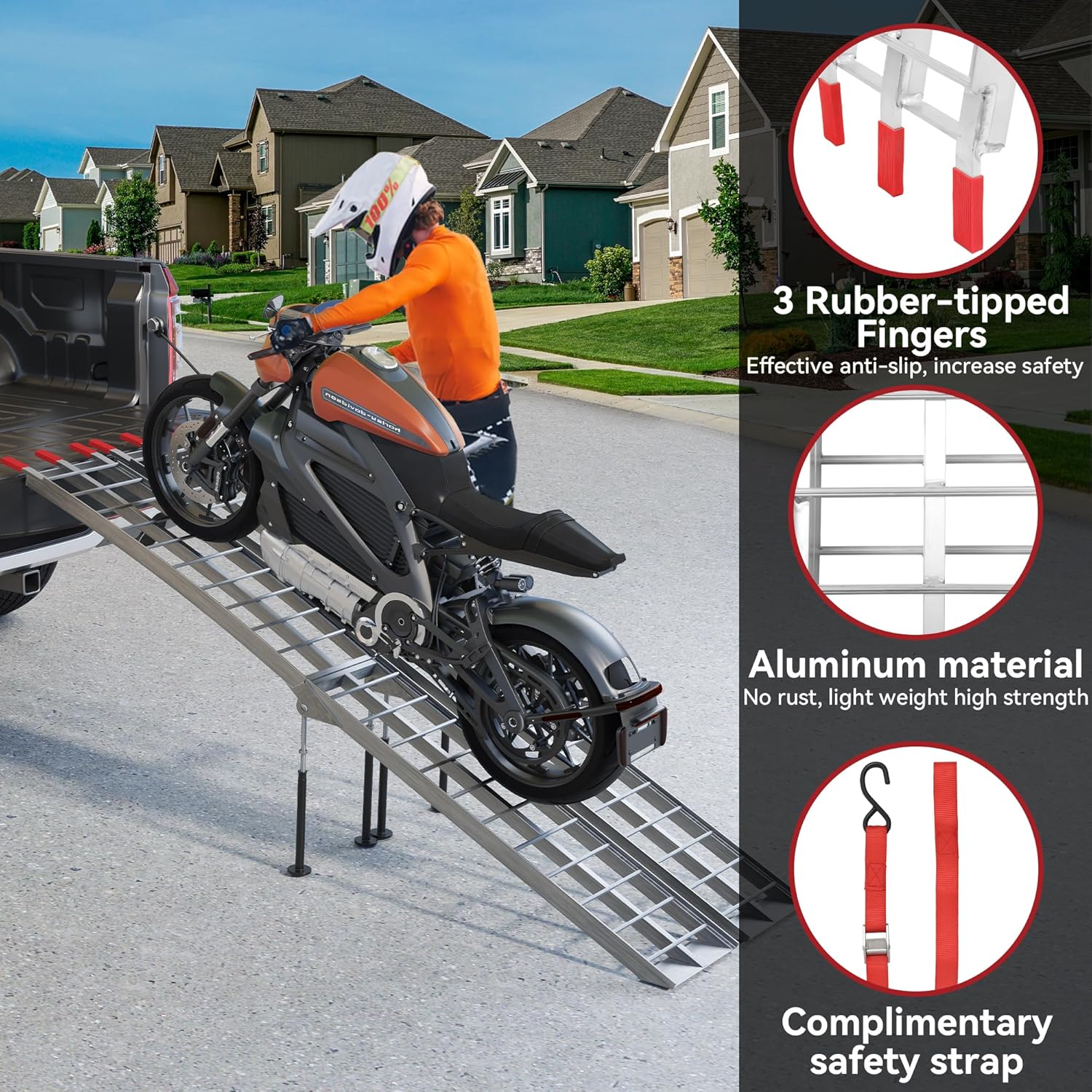7.5ft Aluminum Folding ATV Ramps with Removable Support Legs, 2pcs Z48518