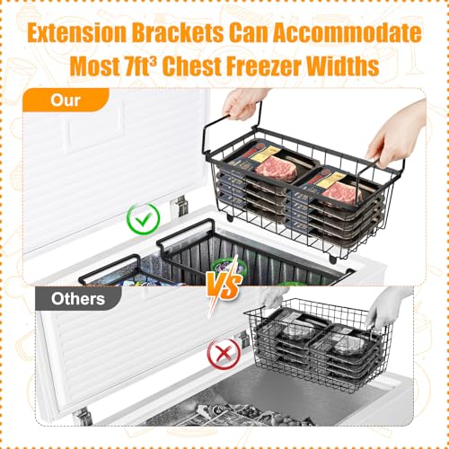 6 Pack Stackable Freezer Organizer Bins with Handles, Black A31204