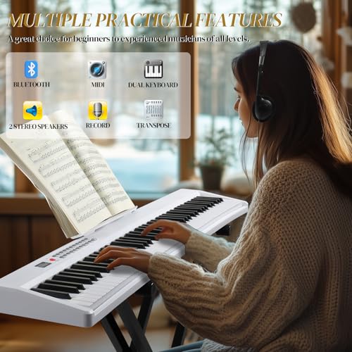 88 Keys Weighted Digital Piano with Stand, Bag, Pedal, Headphones R2422