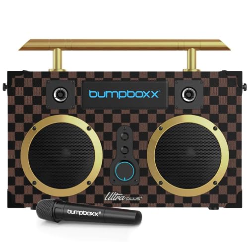 Retro Bluetooth Boombox with Rechargeable Lithium Battery, Carrying Strap & Mic R161516