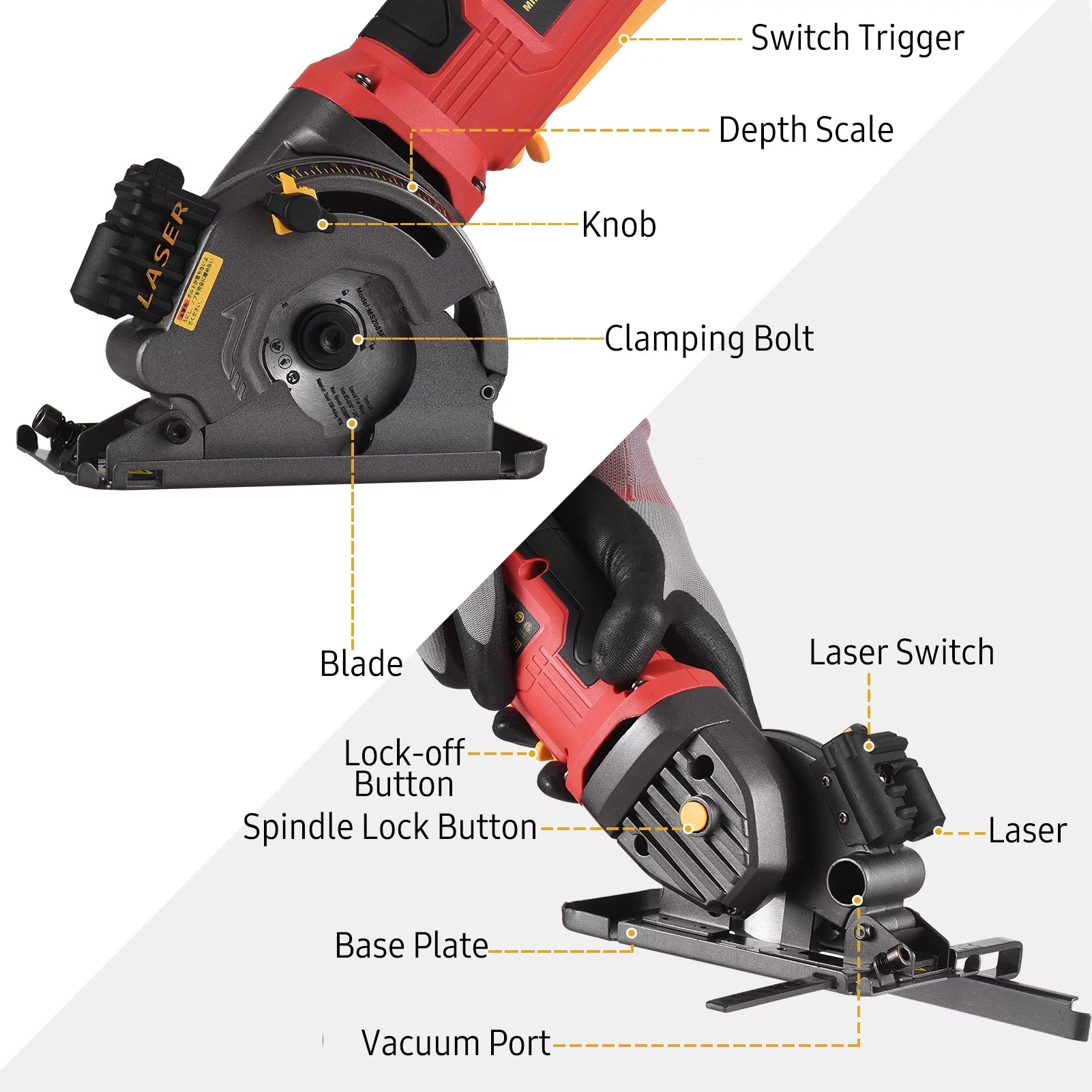 Mini Circular Saw 4.8Amp 3700RPM with Guide Scale Ruler R790