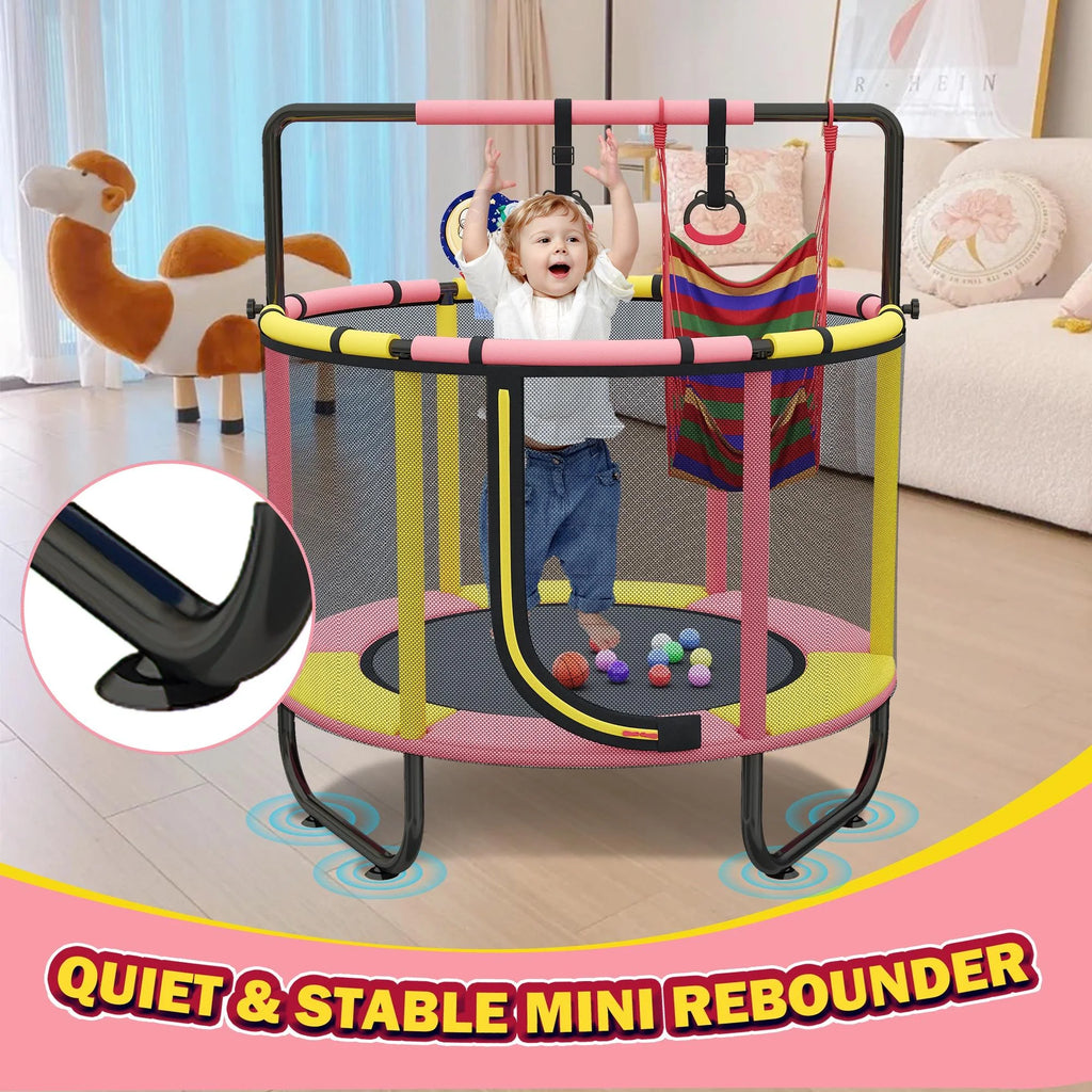 Mini Trampoline with Enclosure and Basketball Hoop D305