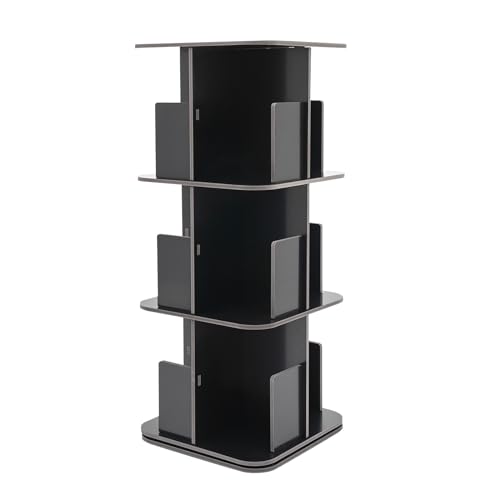Black 3 Tier Rotating Bookcase S250