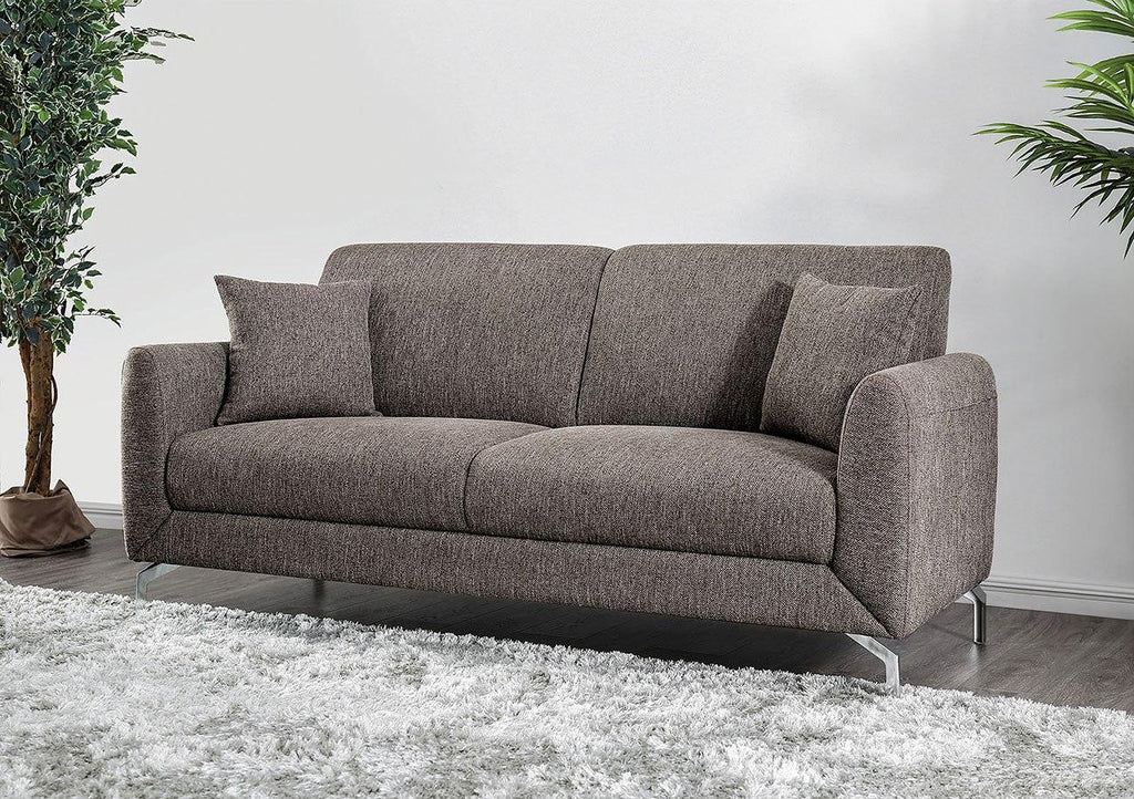 Brown Linen-like Fabric Living Room Set 3pcs G7758