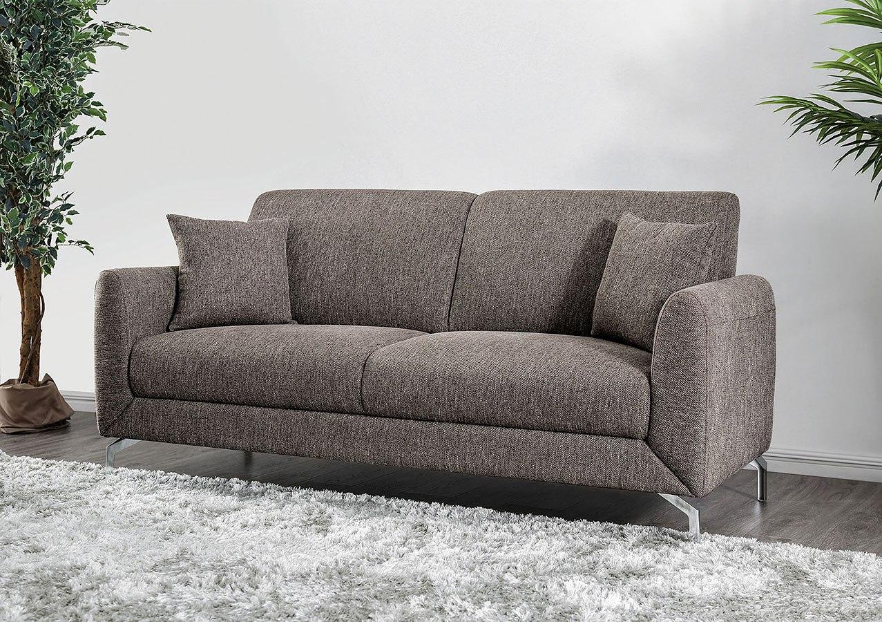 Brown Linen-like Fabric Living Room Set 3pcs G7758