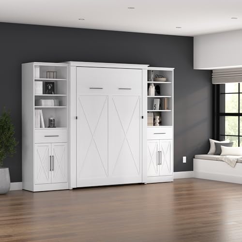 Pure White Oak Full Murphy Bed with Closet Organizers Y95634