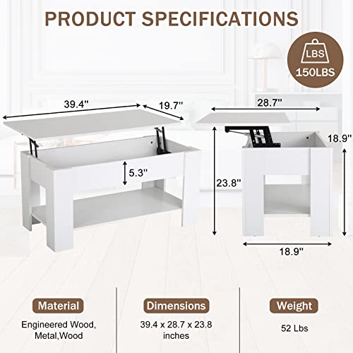 Black Wooden Lift Top Coffee Table with Storage Shelf K89758