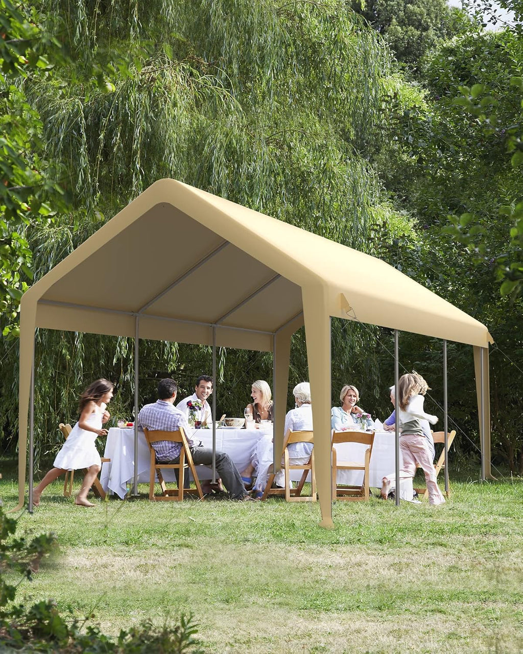 Yellow 10'x20' Heavy Duty Portable Carport Canopy with Roll-up Doors and Mesh Windows I453