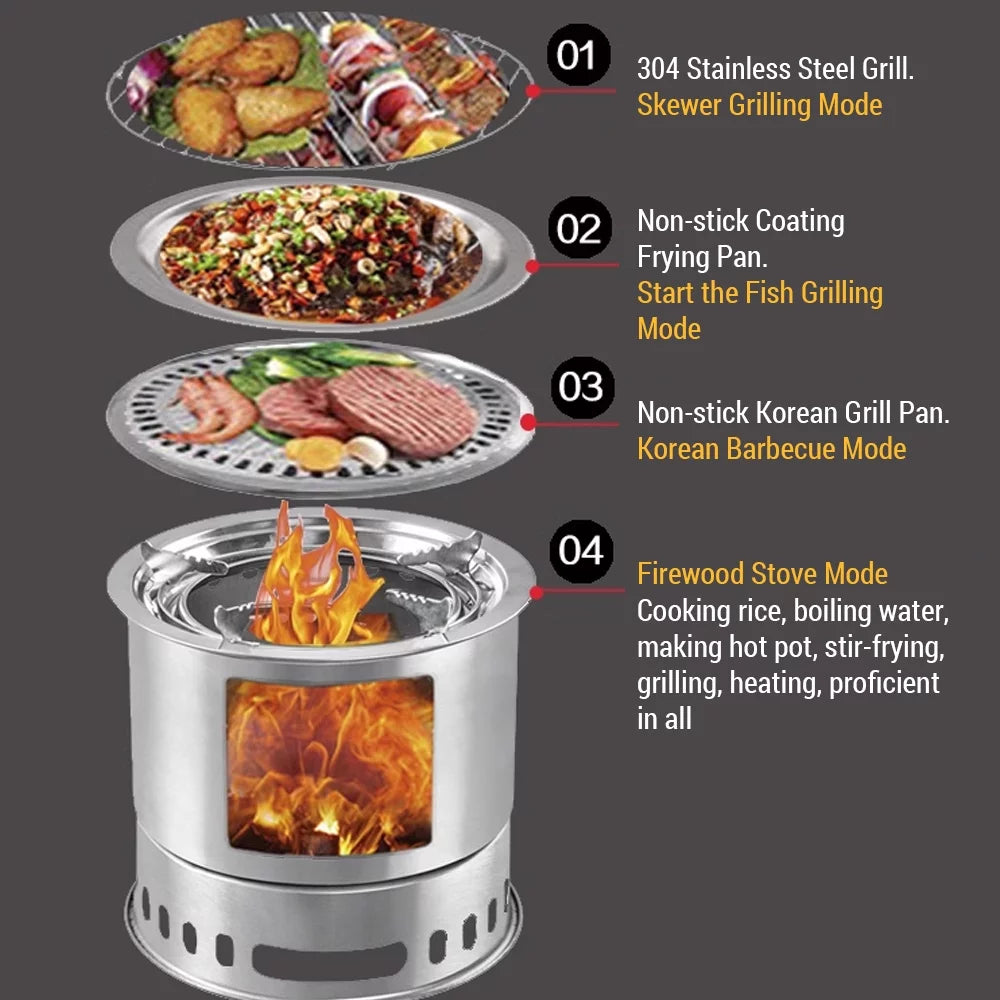 4 In 1 Portable Wood Camping Stove Z149530